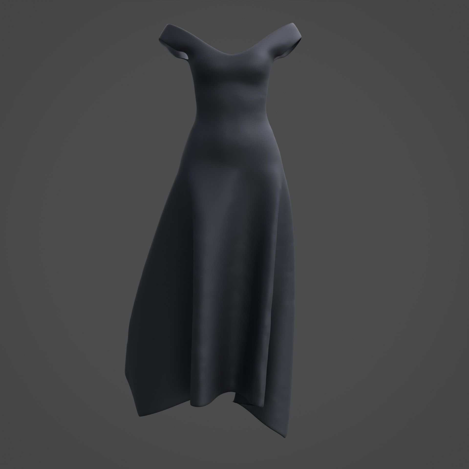 3D Female Dress - Black Dress Low-poly 3D model_3