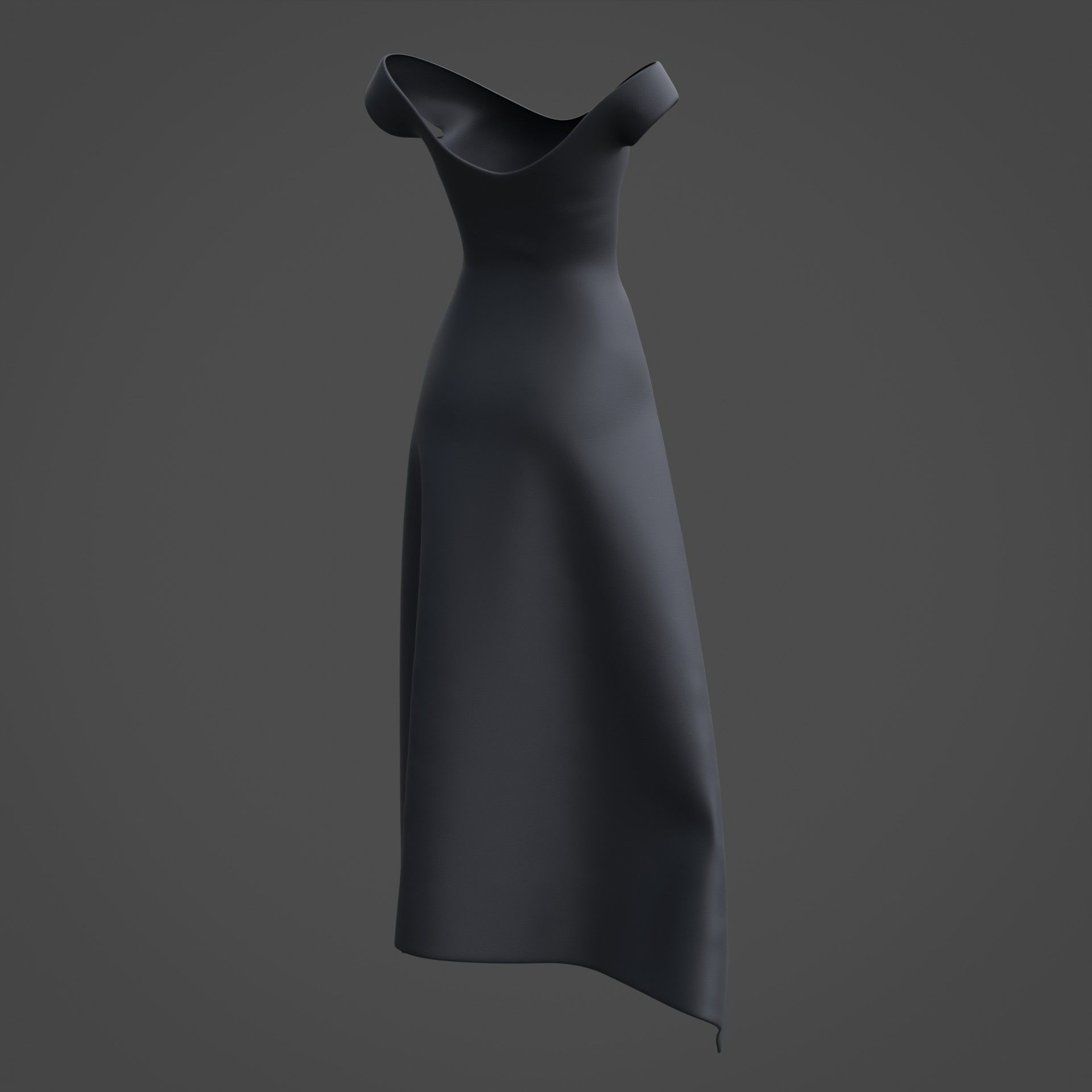 3D Female Dress - Black Dress Low-poly 3D model_11