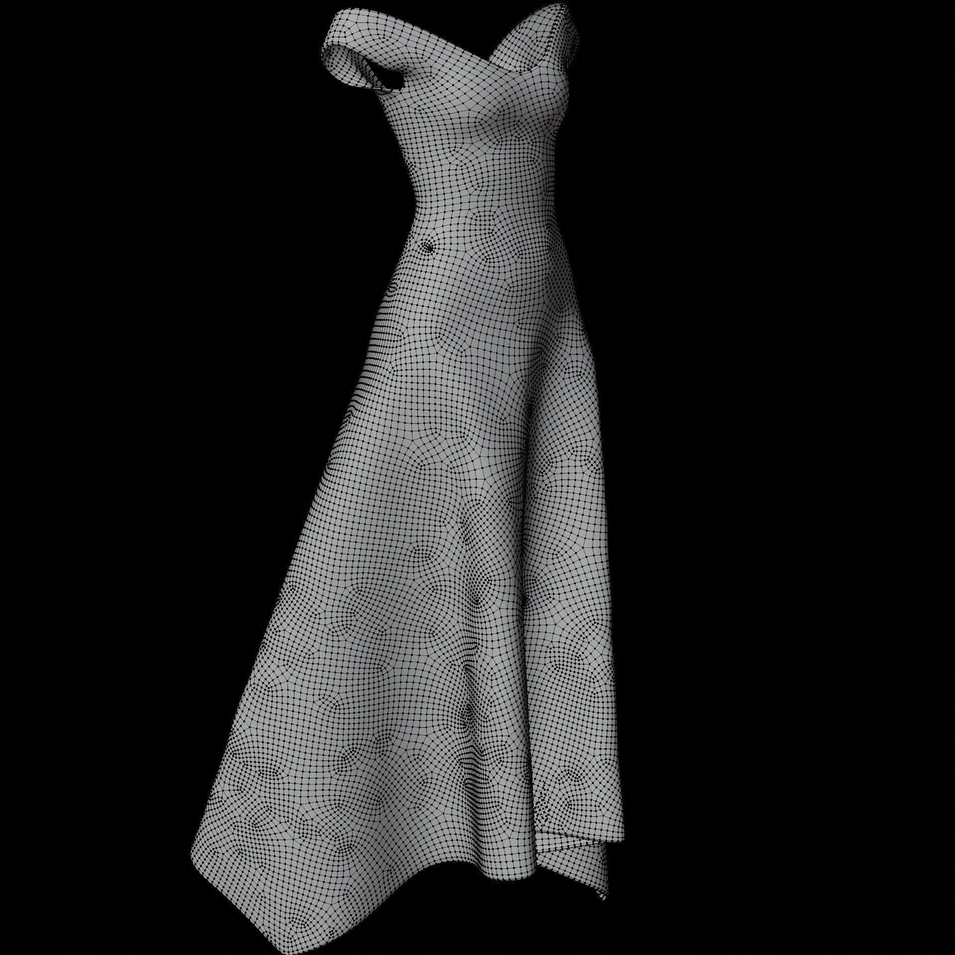 3D Female Dress - Black Dress Low-poly 3D model_28