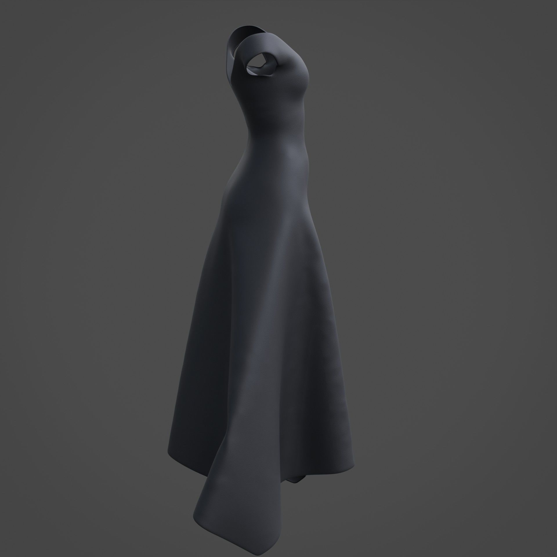 3D Female Dress - Black Dress Low-poly 3D model_8