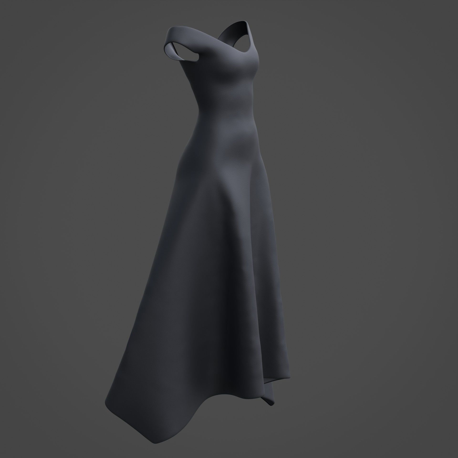 3D Female Dress - Black Dress Low-poly 3D model_6