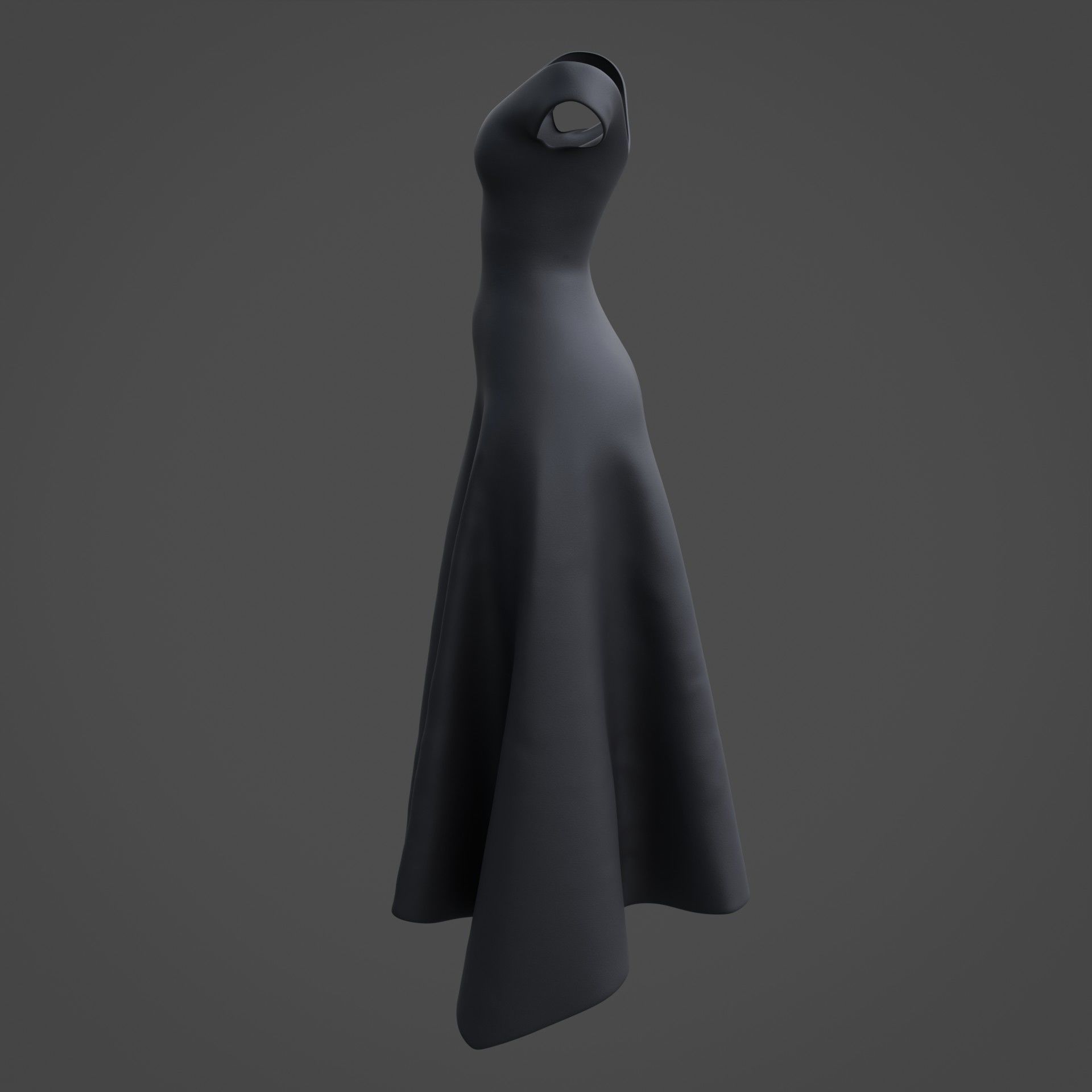3D Female Dress - Black Dress Low-poly 3D model_17