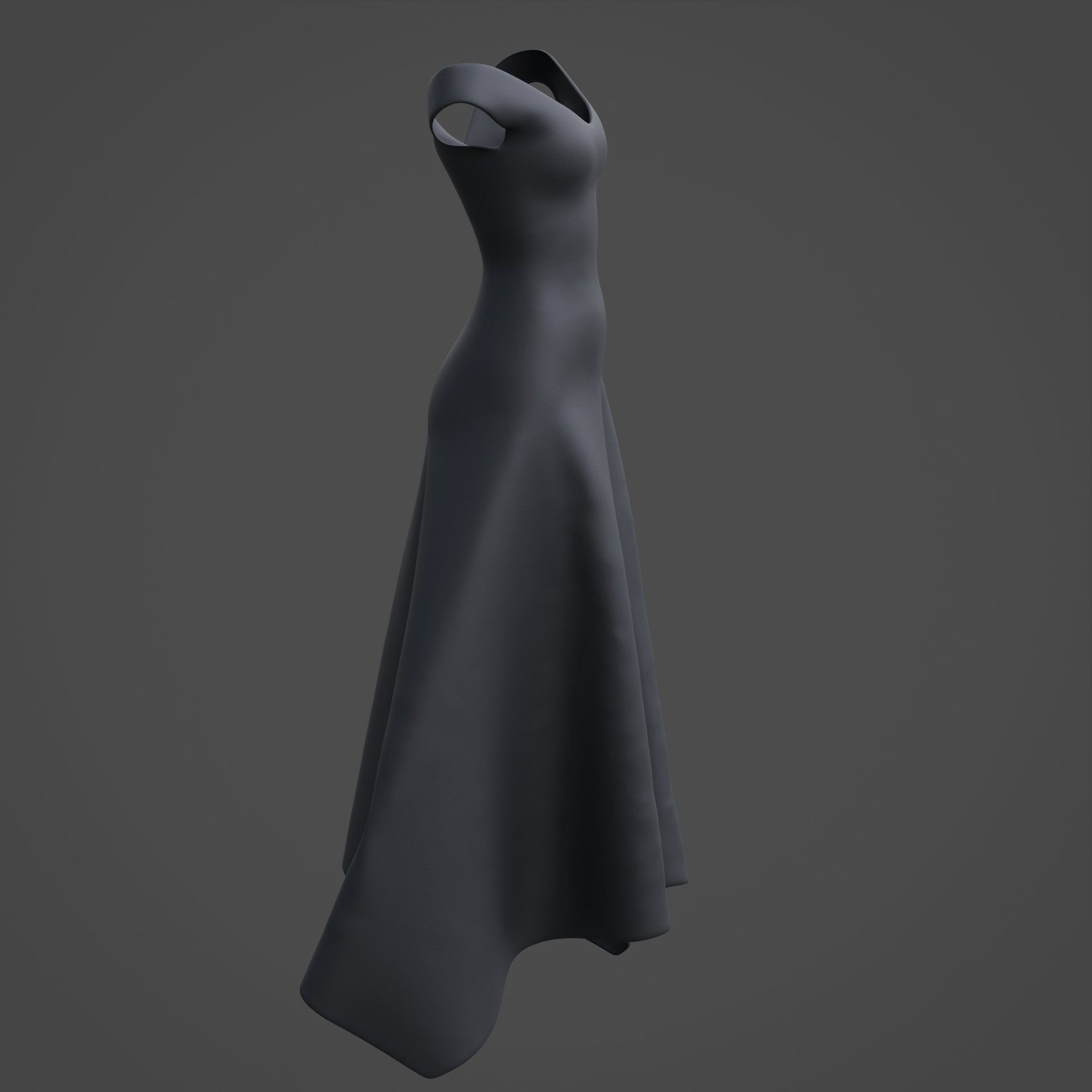 3D Female Dress - Black Dress Low-poly 3D model_7