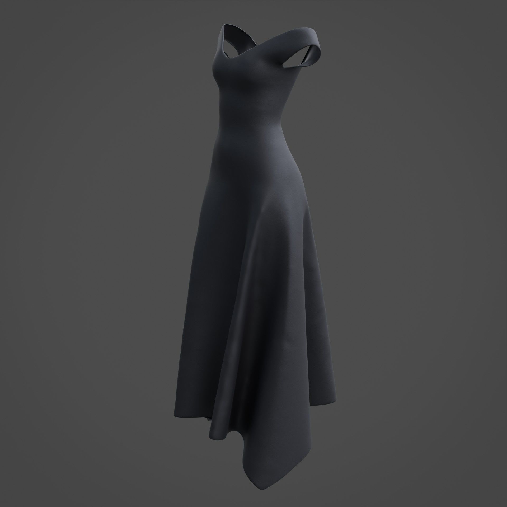 3D Female Dress - Black Dress Low-poly 3D model_19