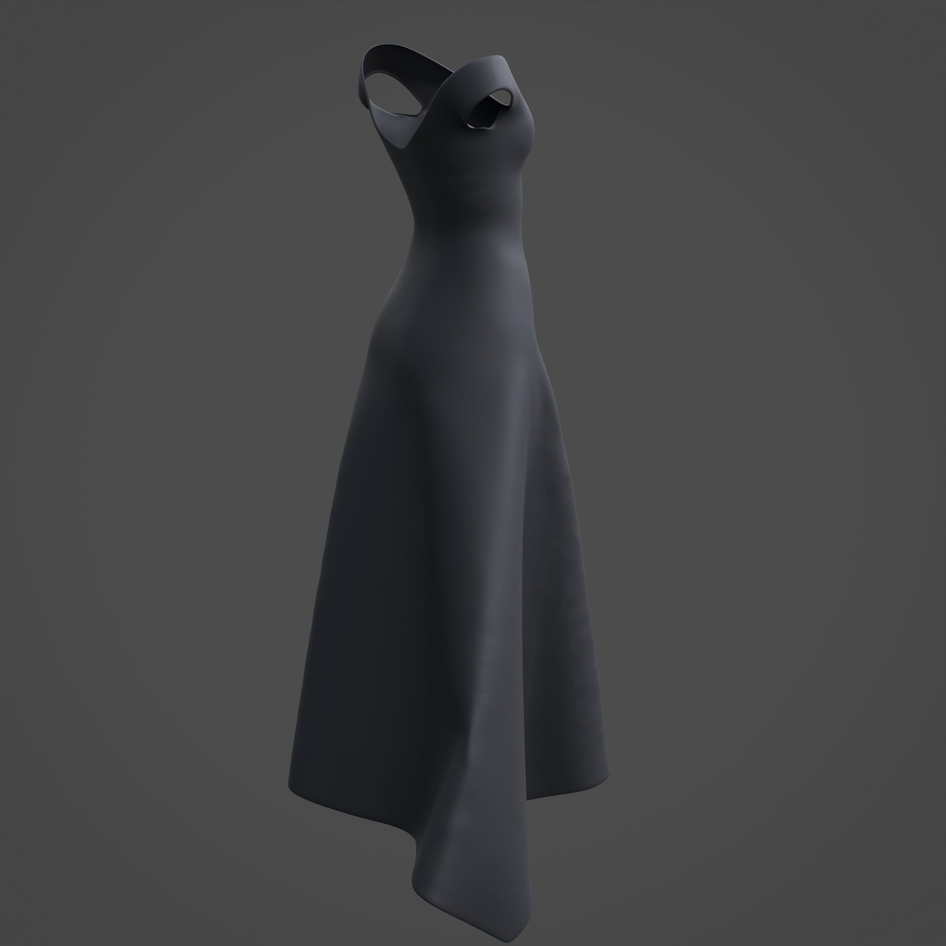 3D Female Dress - Black Dress Low-poly 3D model_9