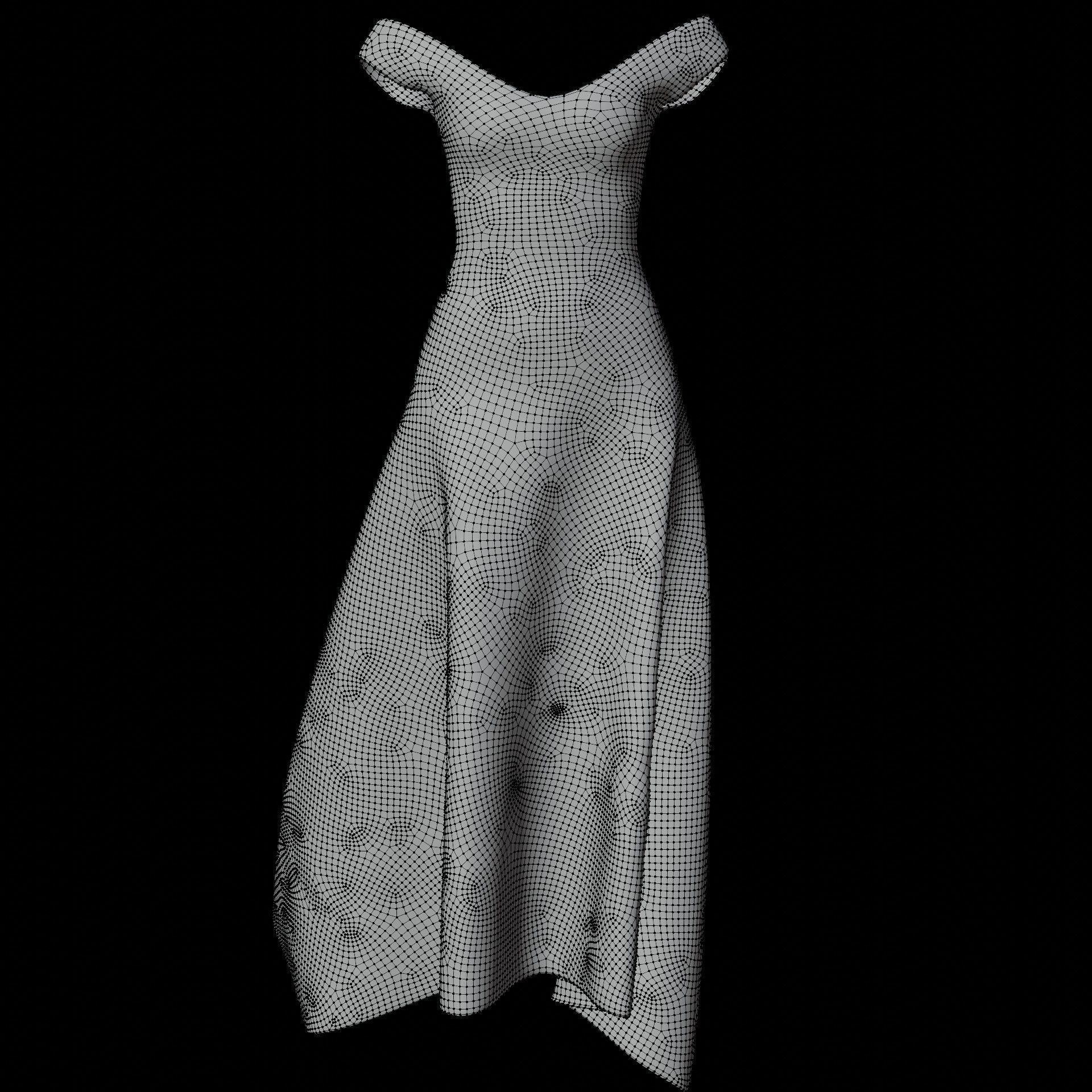 3D Female Dress - Black Dress Low-poly 3D model_29