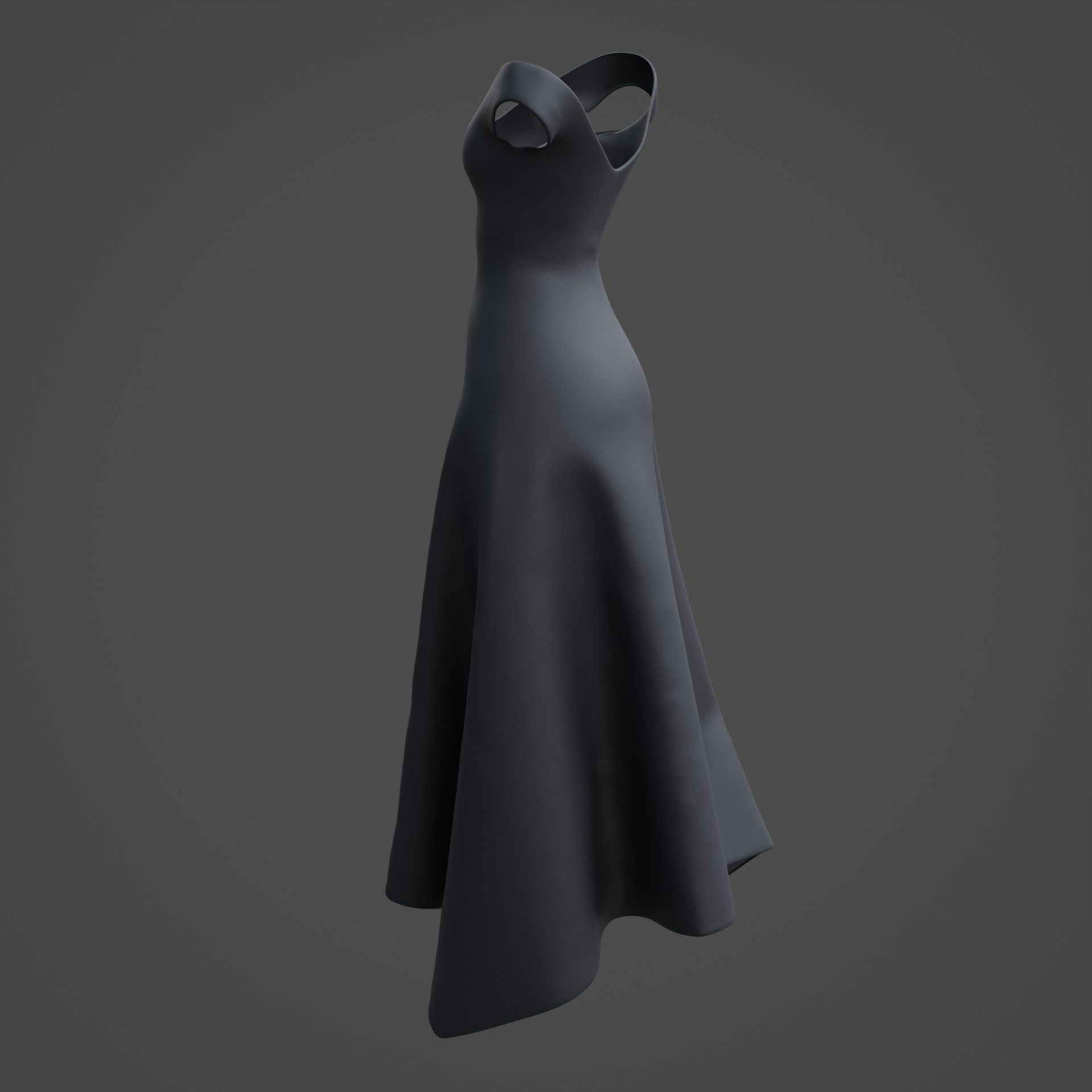 3D Female Dress - Black Dress Low-poly 3D model_16
