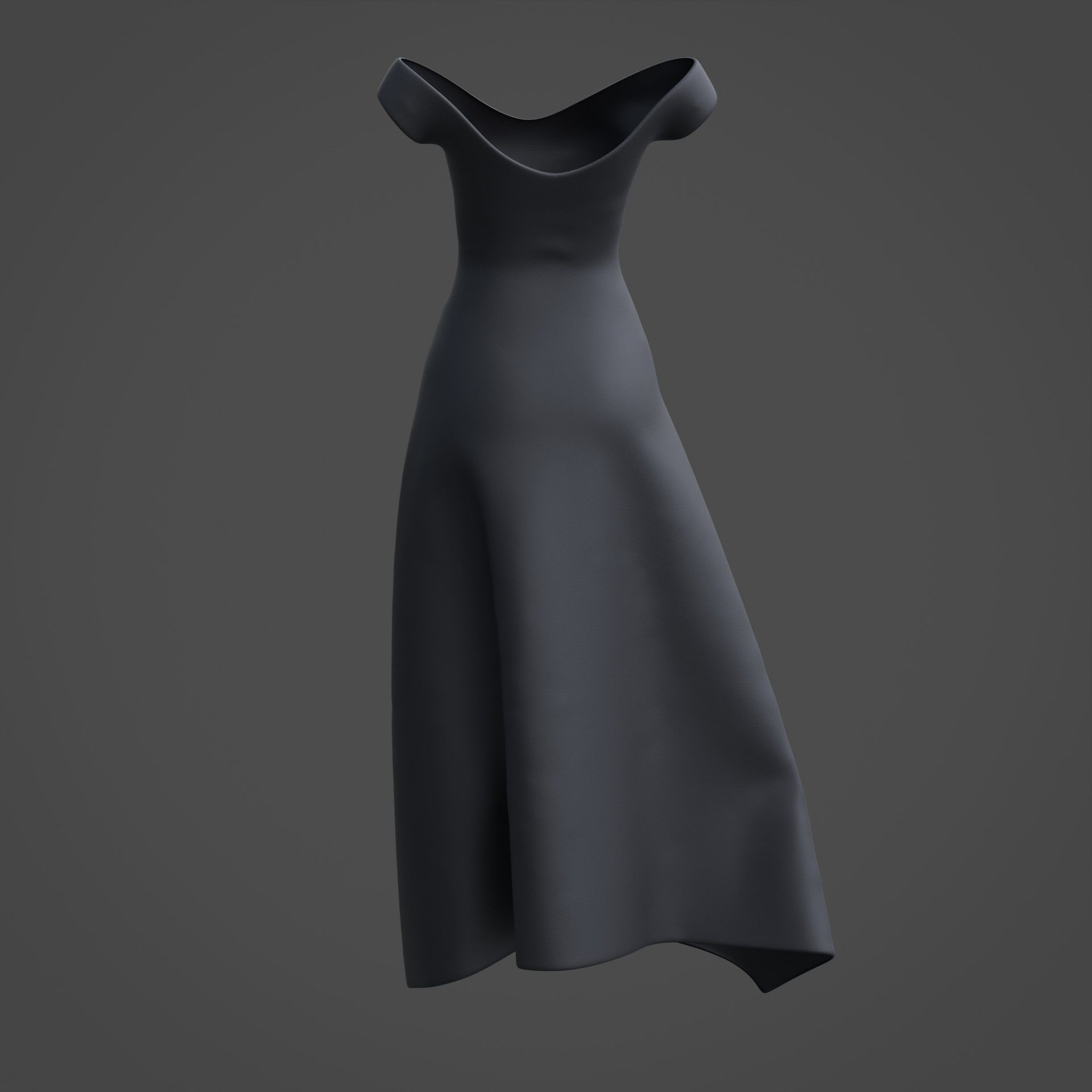 3D Female Dress - Black Dress Low-poly 3D model_13