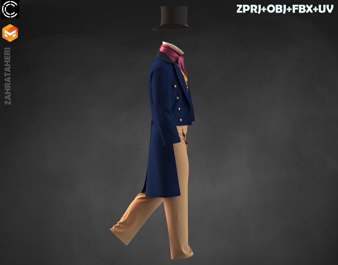 MENS VICTORIAN OUTFIT 3D model_2
