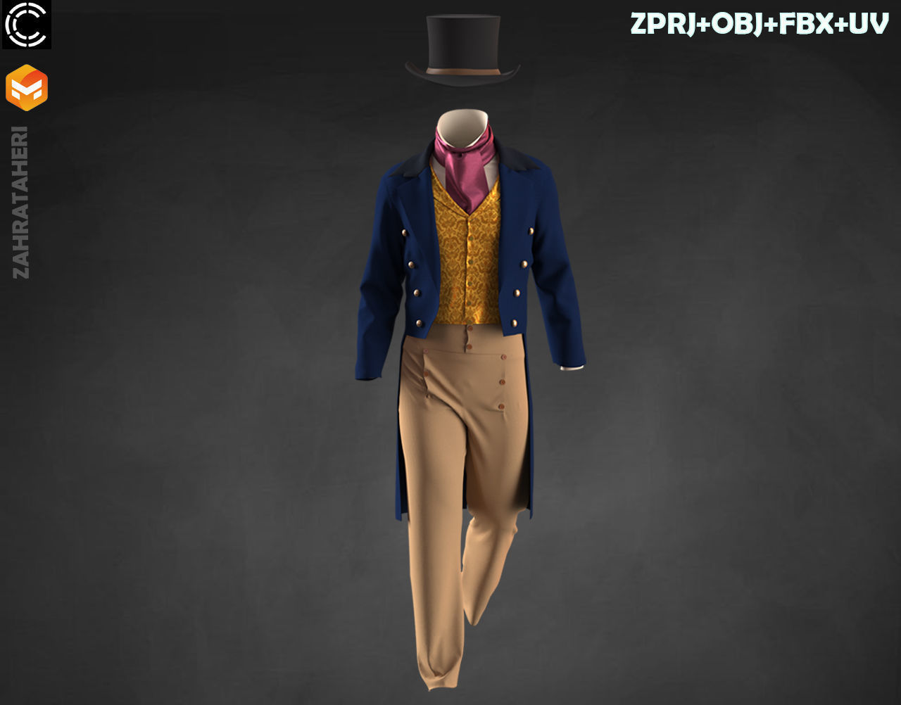 MENS VICTORIAN OUTFIT 3D model_4