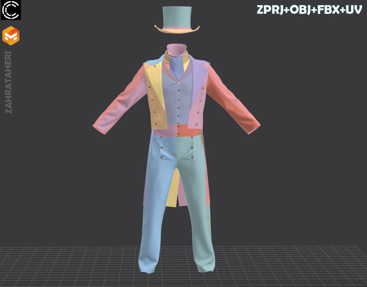 MENS VICTORIAN OUTFIT 3D model_14