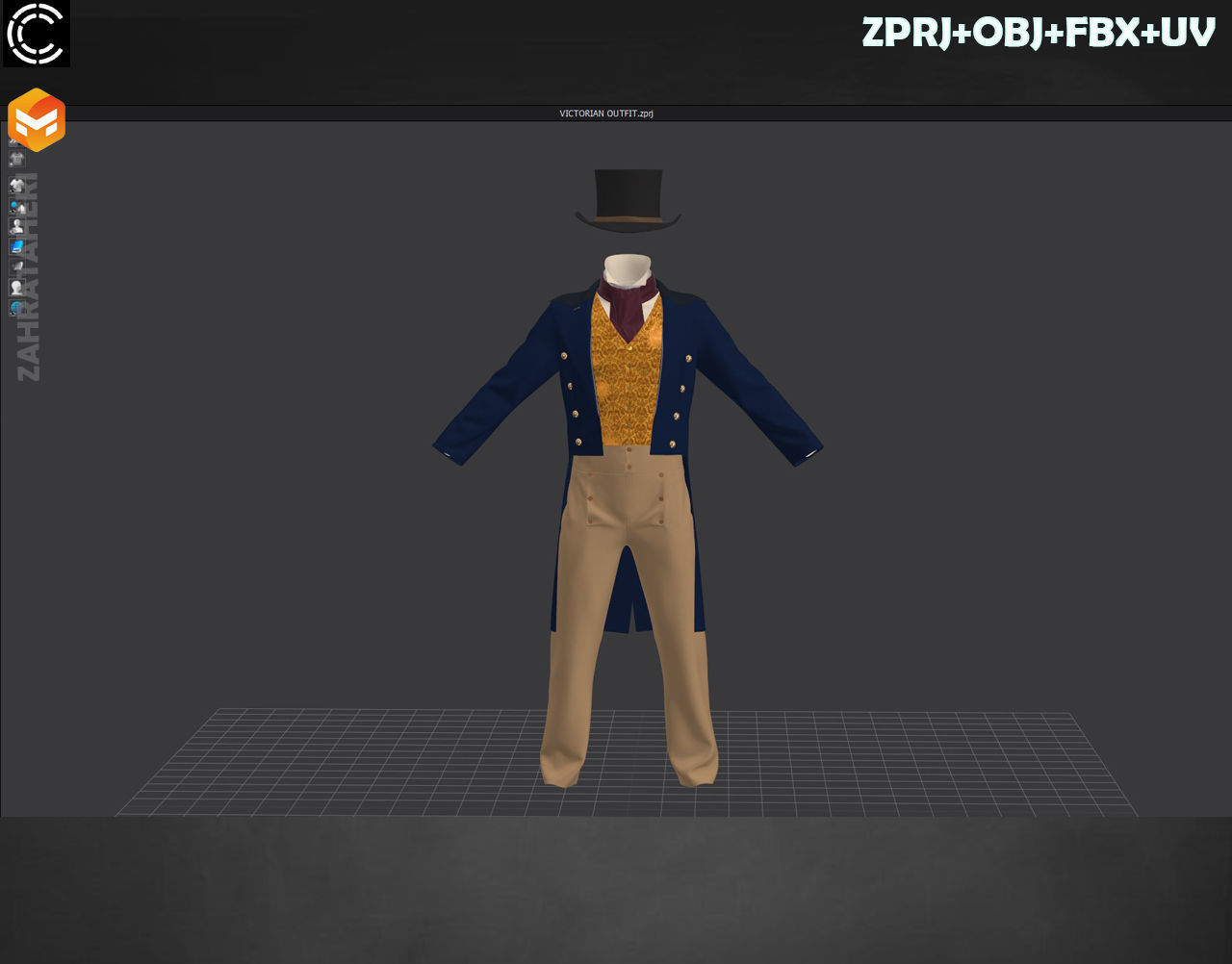 MENS VICTORIAN OUTFIT 3D model_16