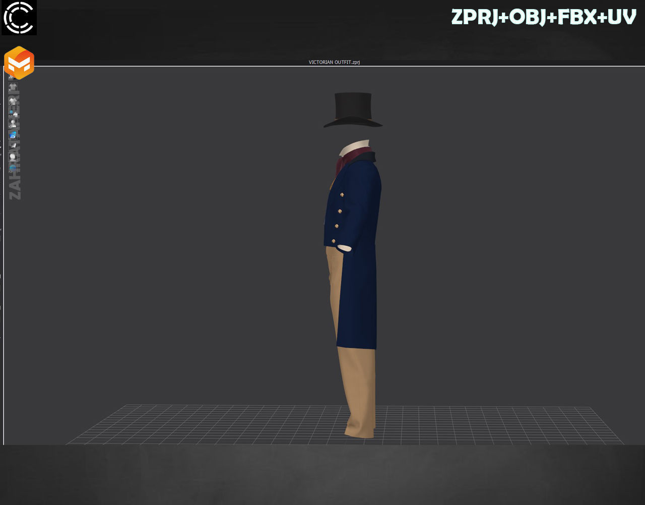 MENS VICTORIAN OUTFIT 3D model_17