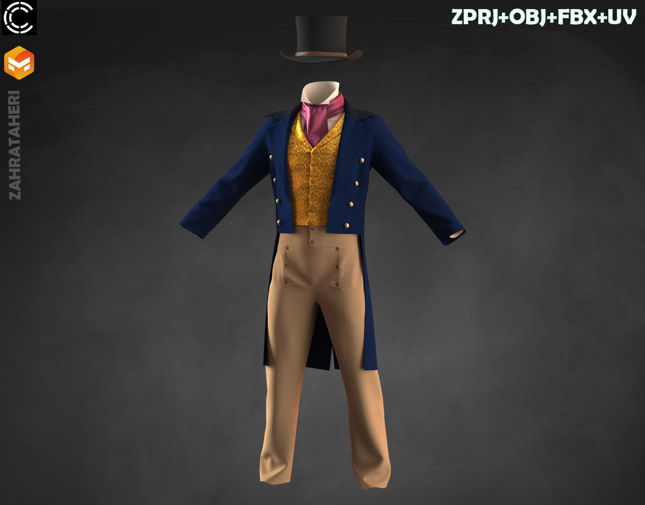 MENS VICTORIAN OUTFIT 3D model_7