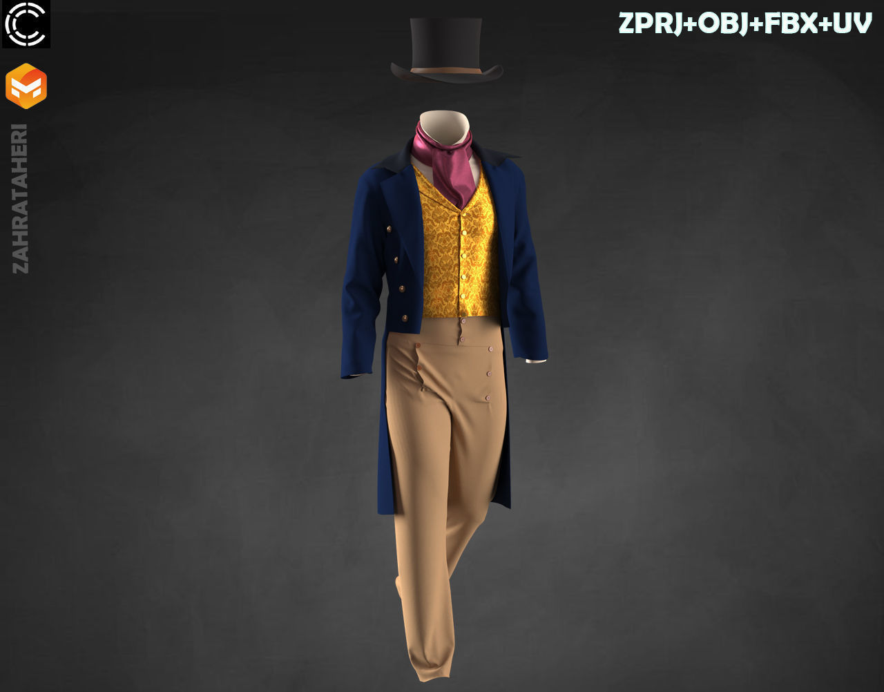 MENS VICTORIAN OUTFIT 3D model_1