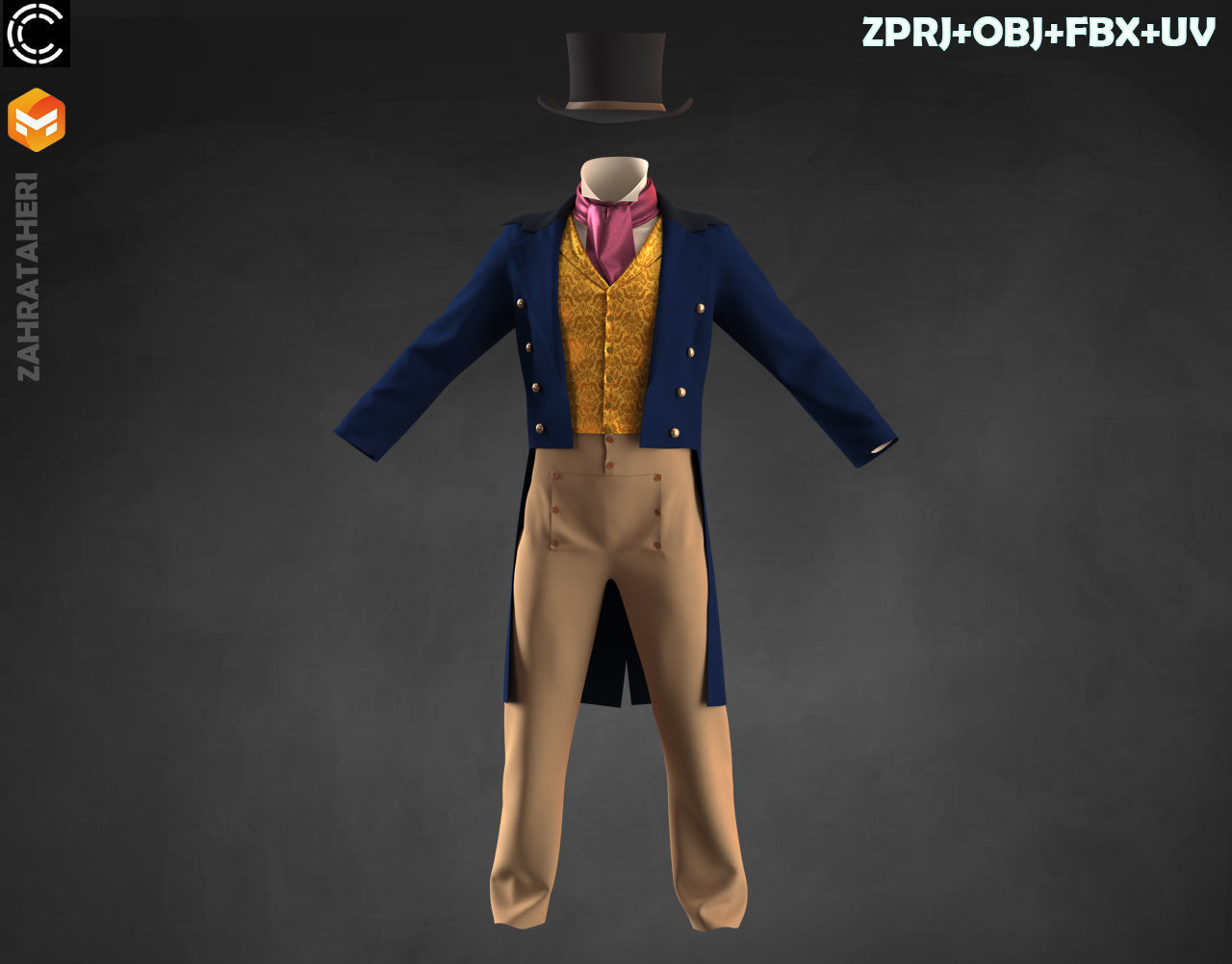 MENS VICTORIAN OUTFIT 3D model_5