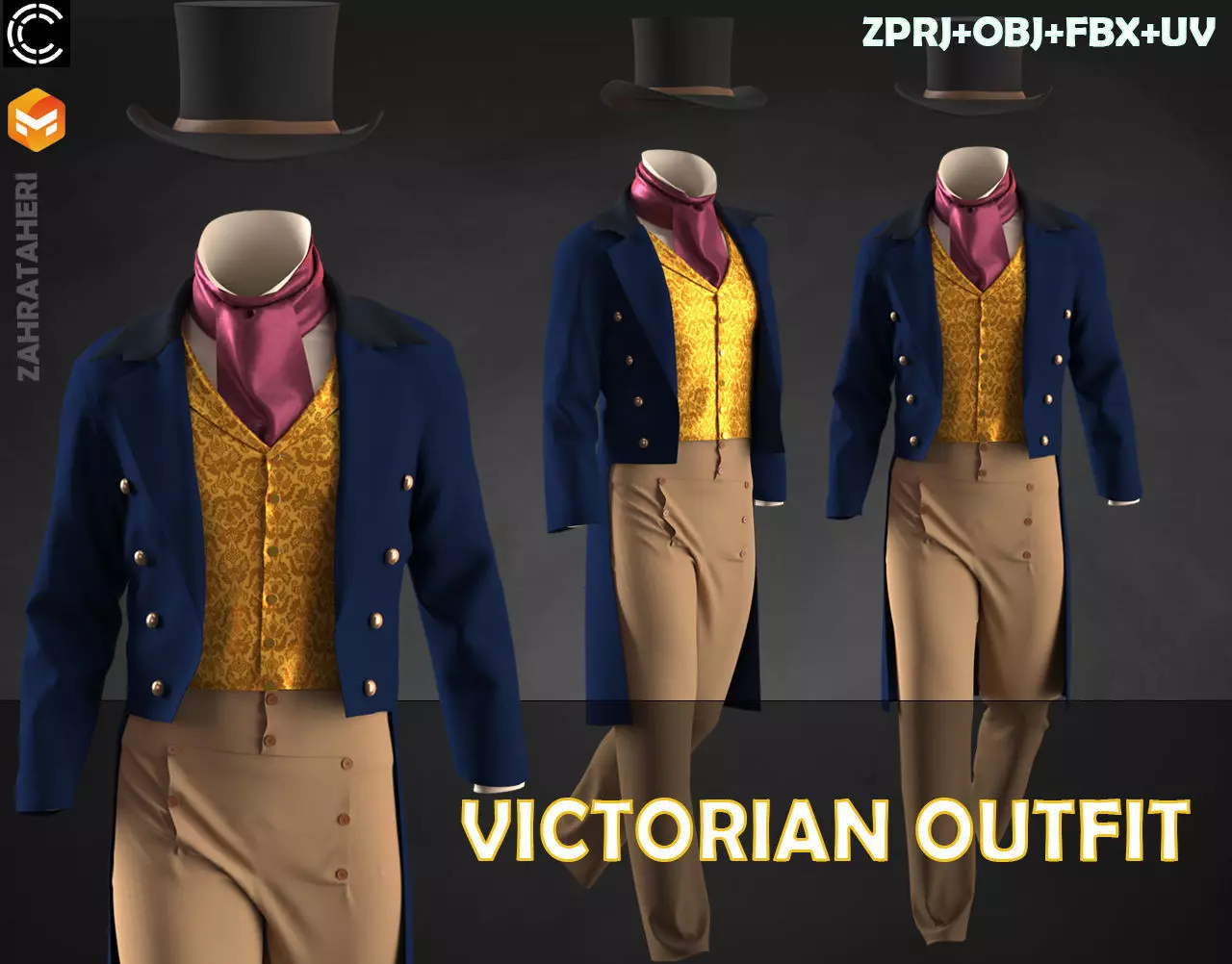 MENS VICTORIAN OUTFIT 3D model_0