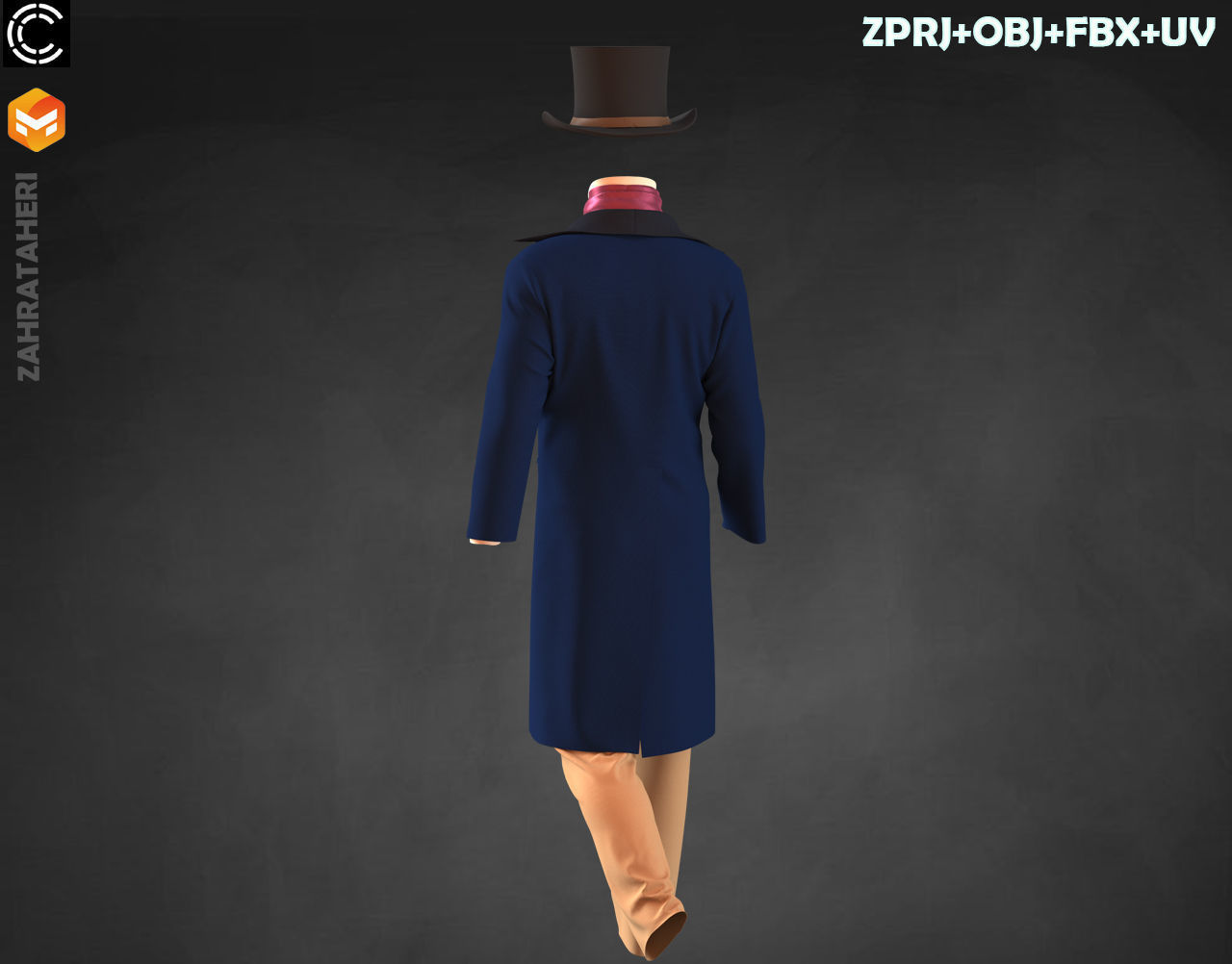 MENS VICTORIAN OUTFIT 3D model_6