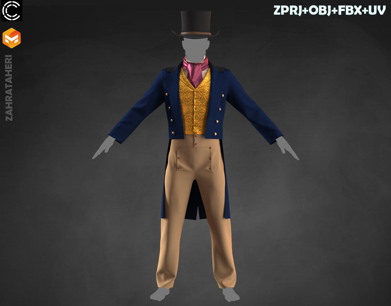 MENS VICTORIAN OUTFIT 3D model_10