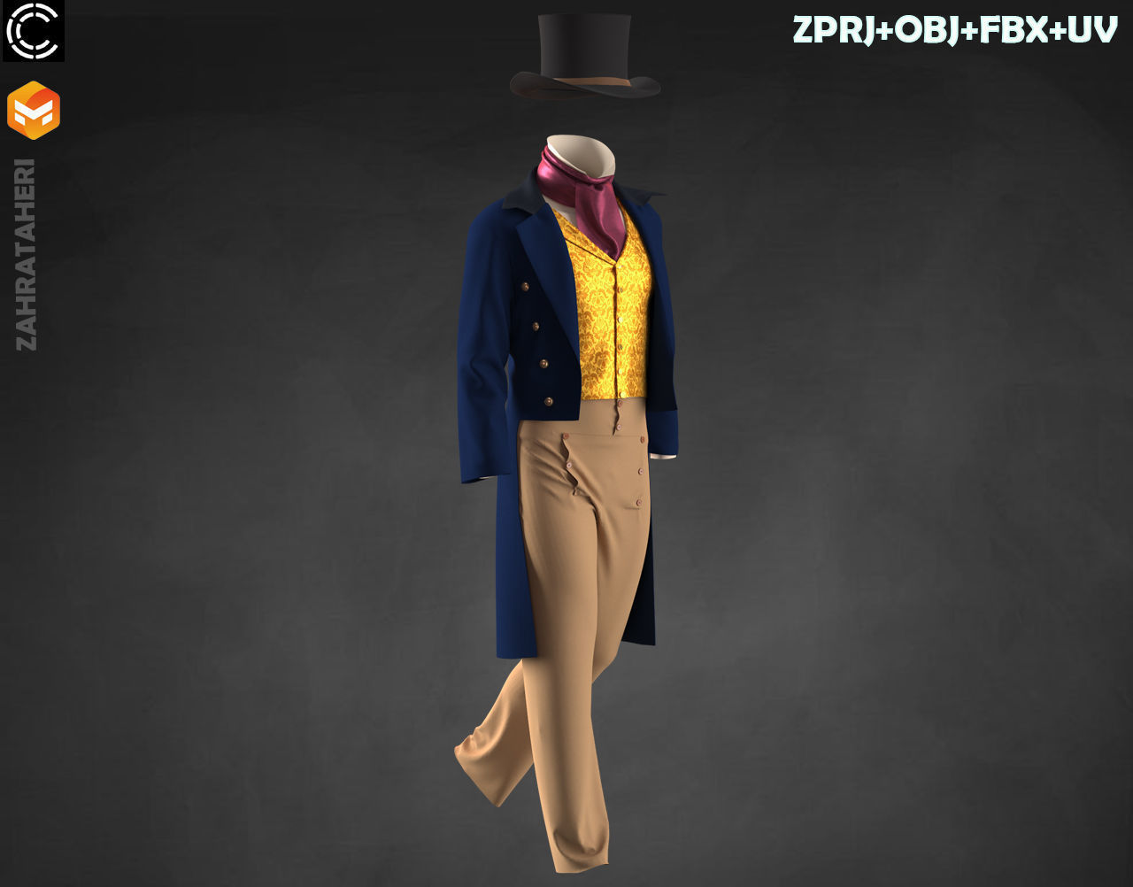 MENS VICTORIAN OUTFIT 3D model_3
