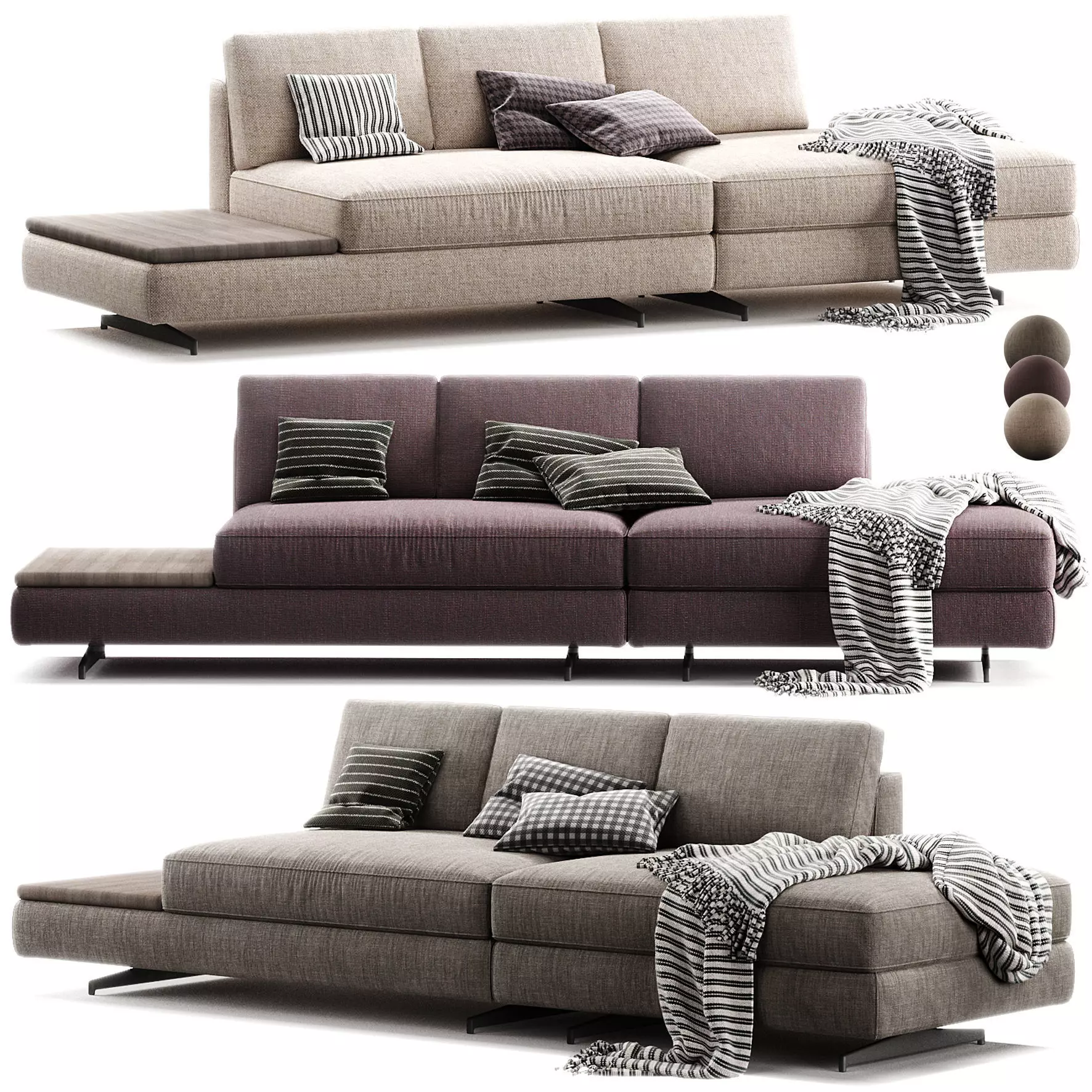Frigerio 5 Seater Fabric Sofa With Removable 3D model
