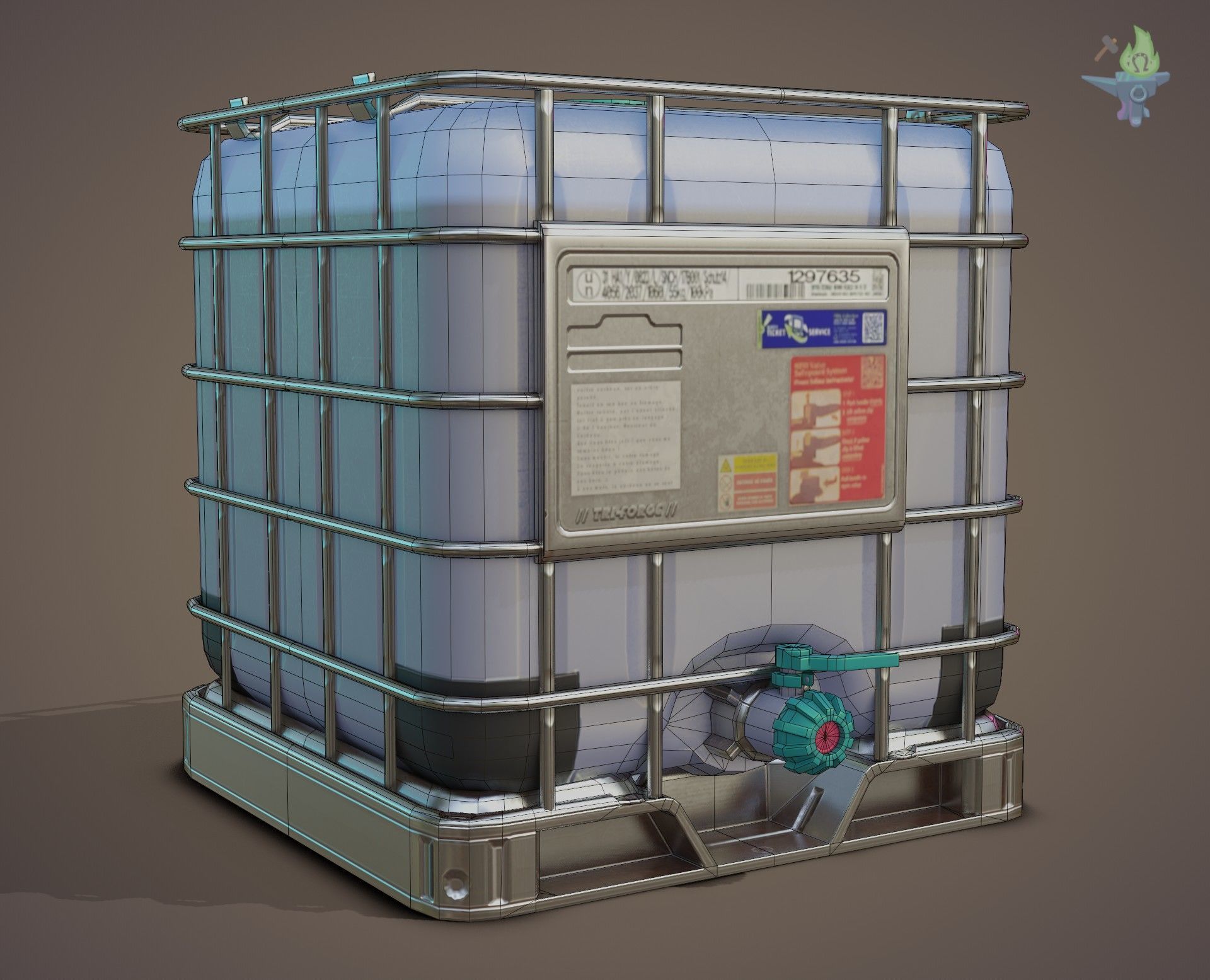 IBC Cubitainer Low-poly 3D model_8