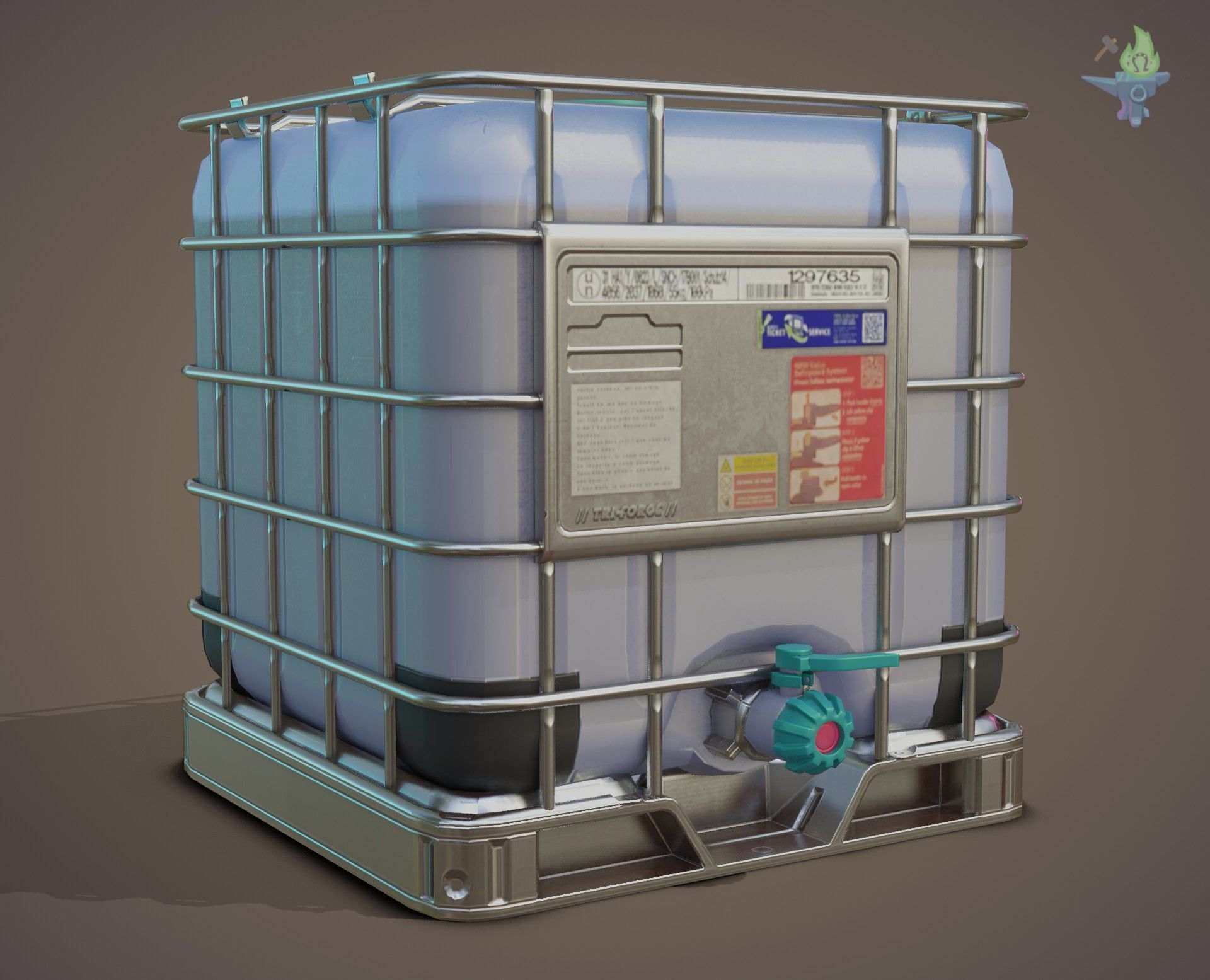 IBC Cubitainer Low-poly 3D model_7