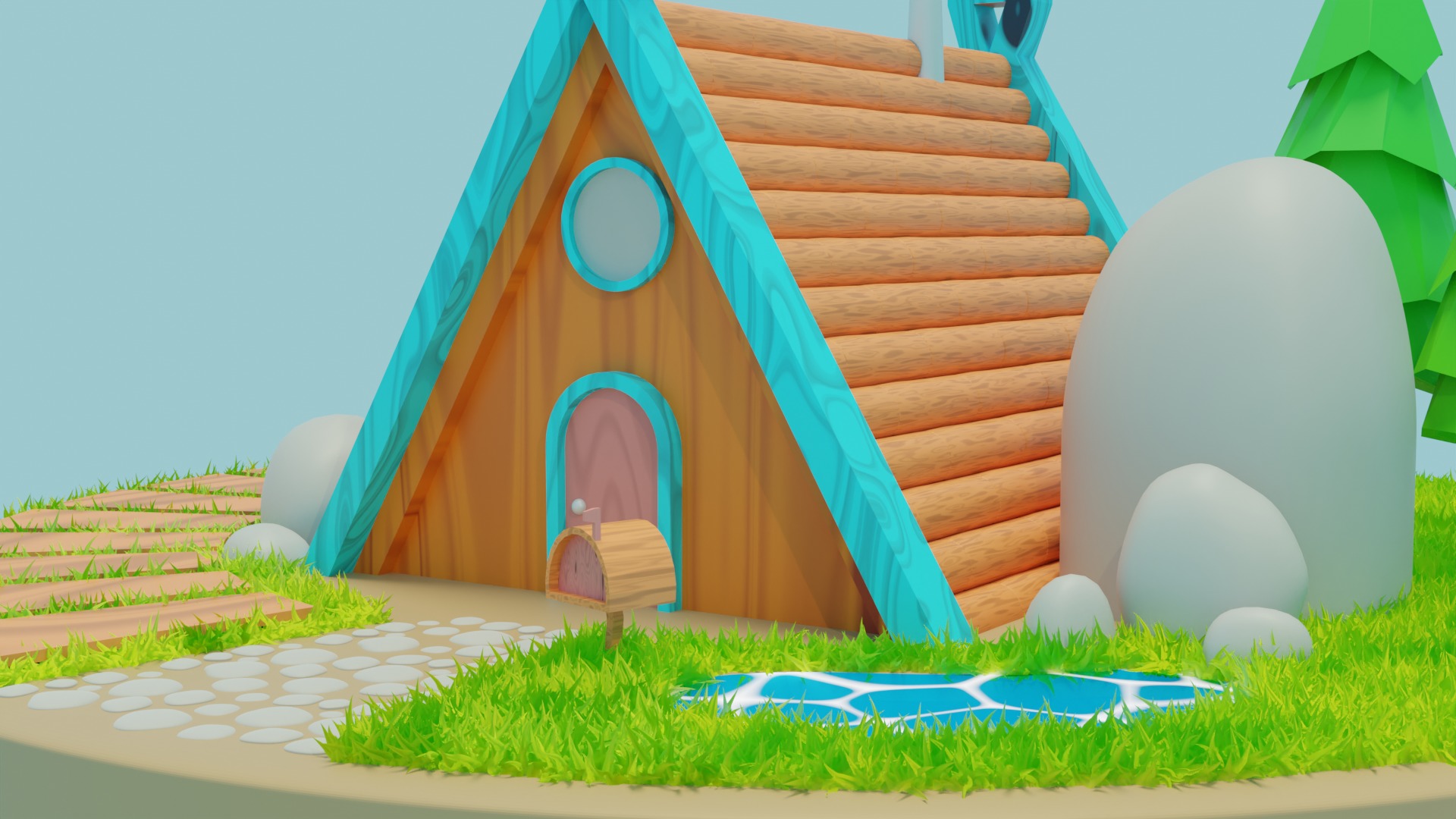 Wooden House 3D model_1