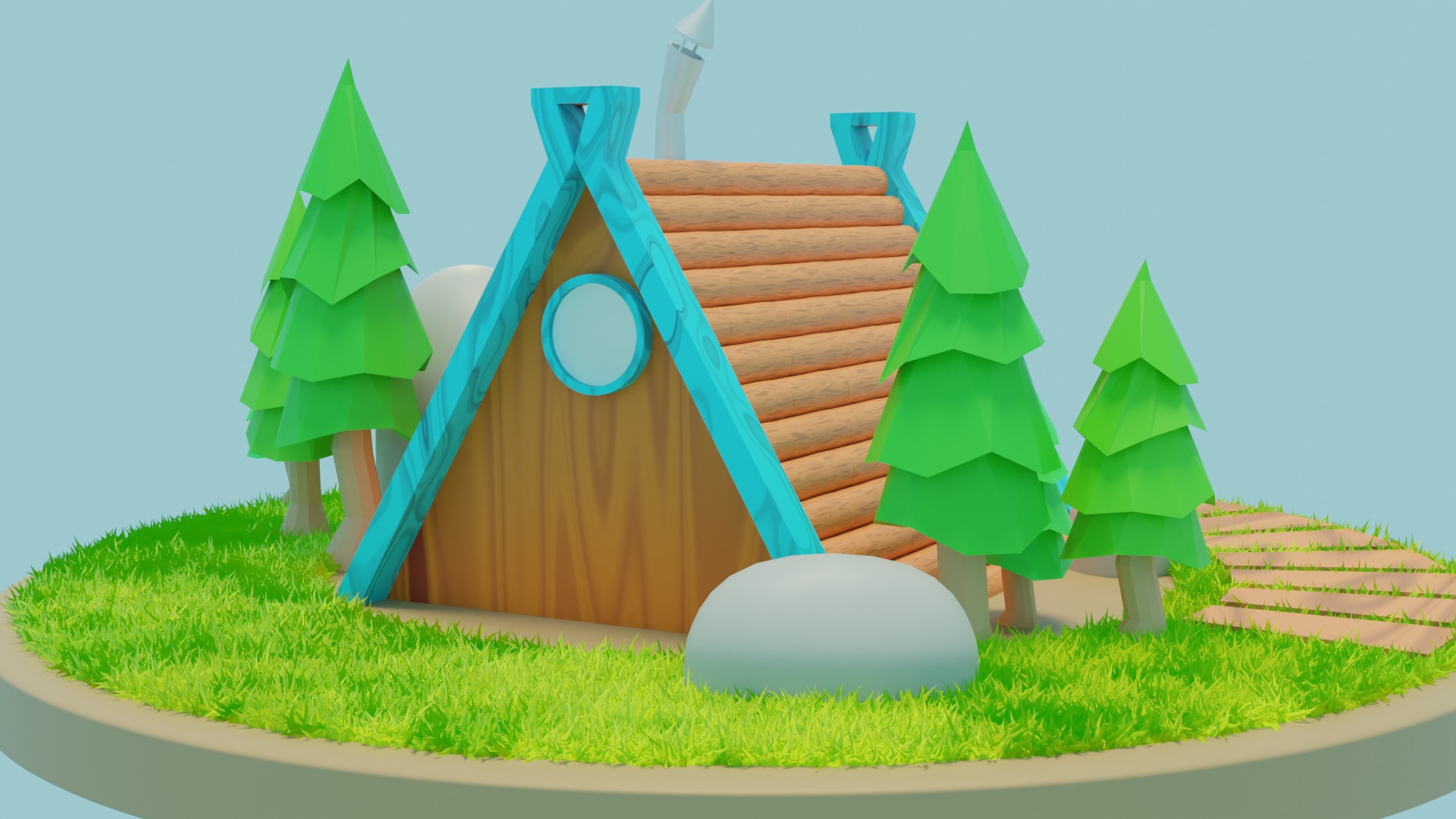 Wooden House 3D model_3