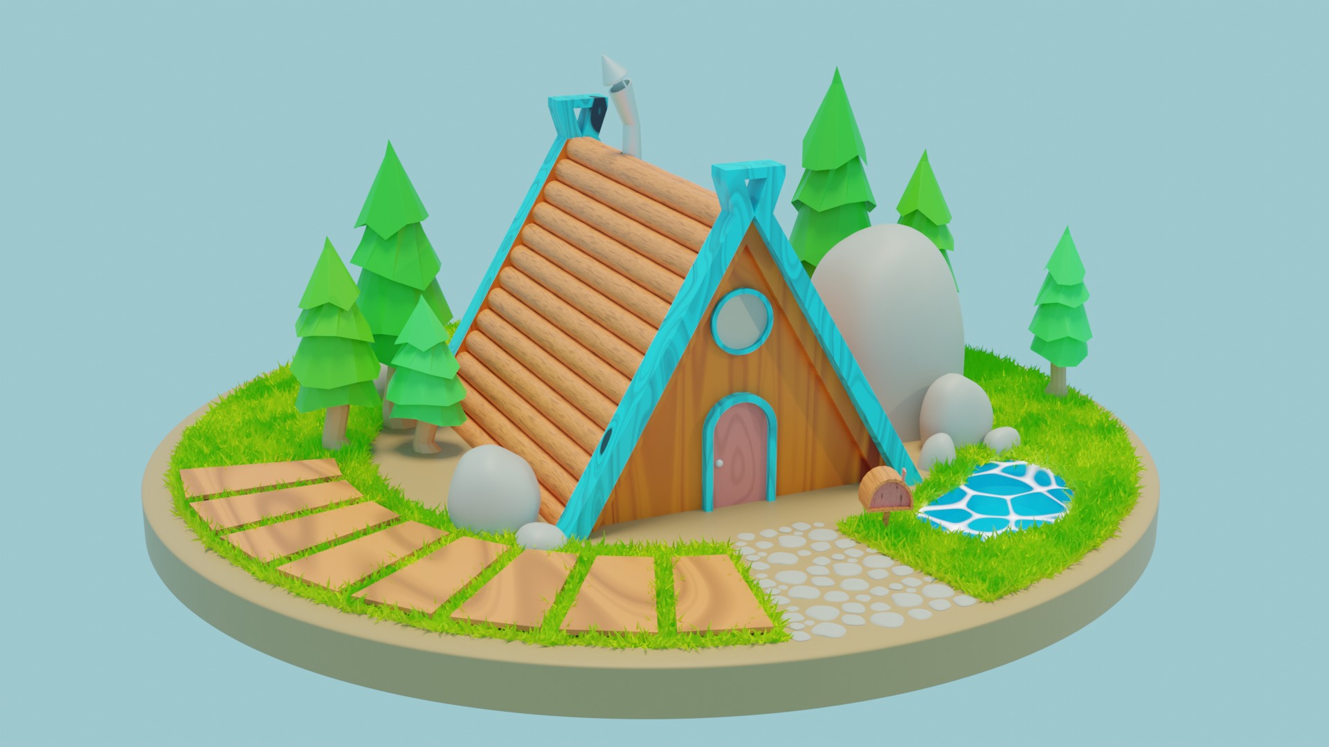 Wooden House 3D model_2