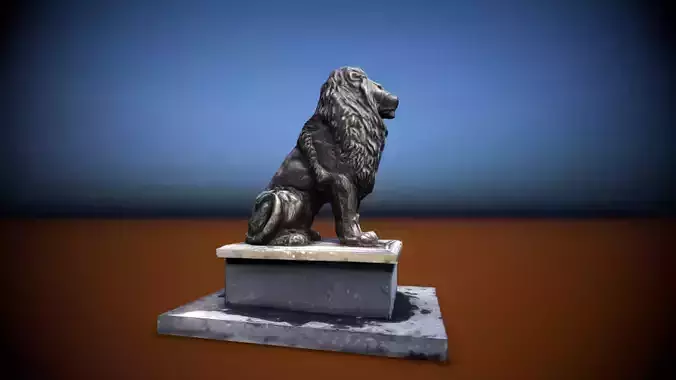Lion Sculpture Low-poly 3D model Low-poly 3D model