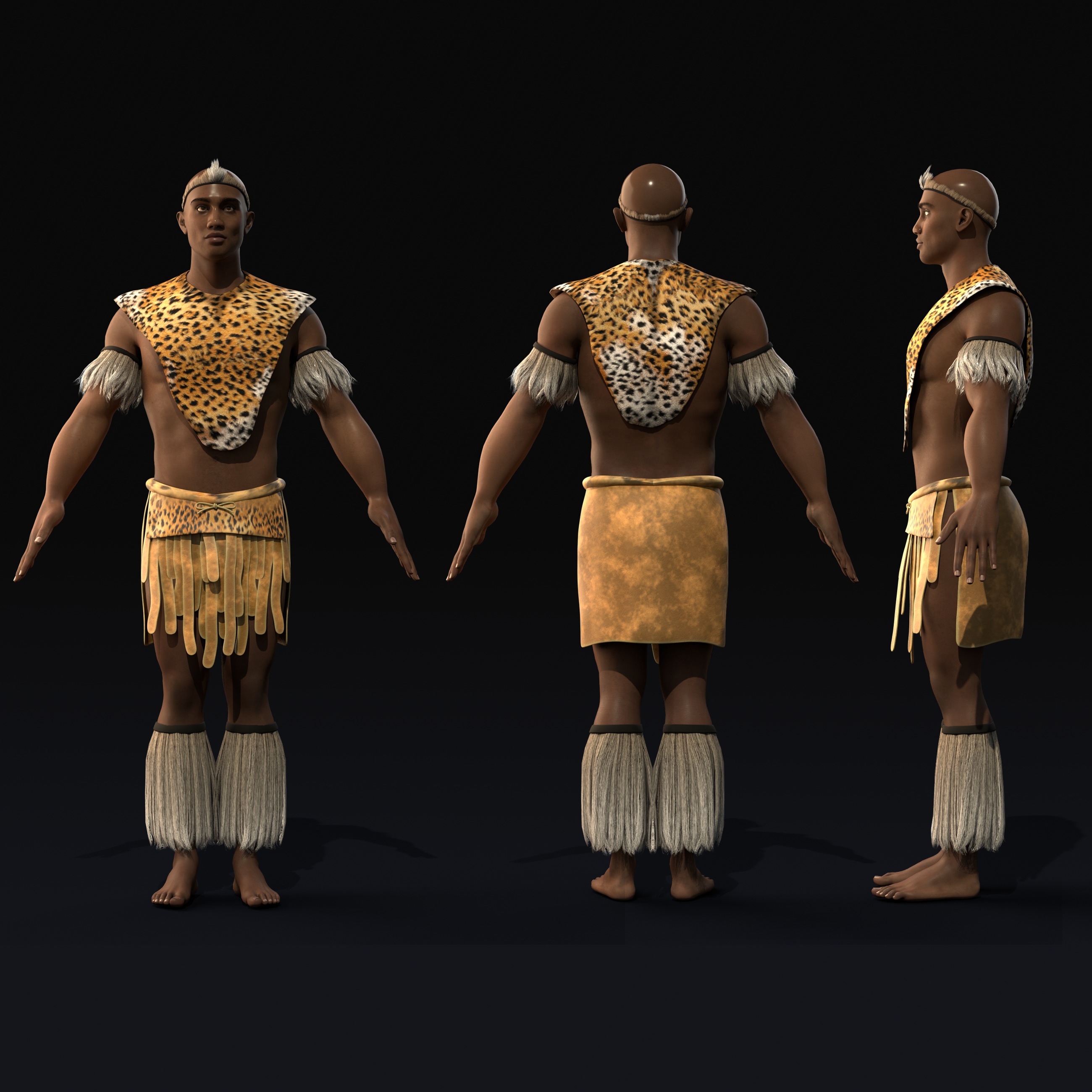 Zulu Warrior Set 3D model_1