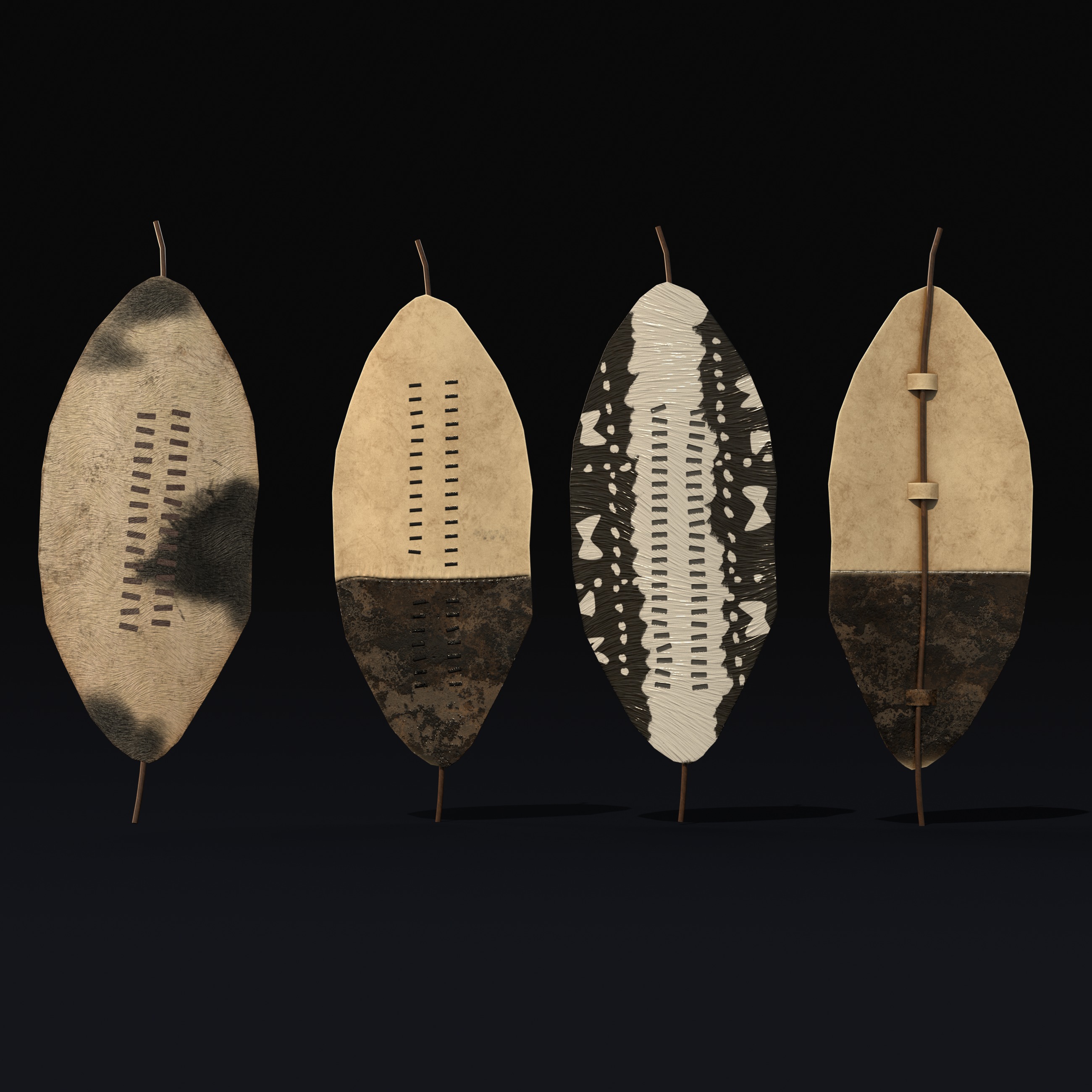 Zulu Warrior Set 3D model_7