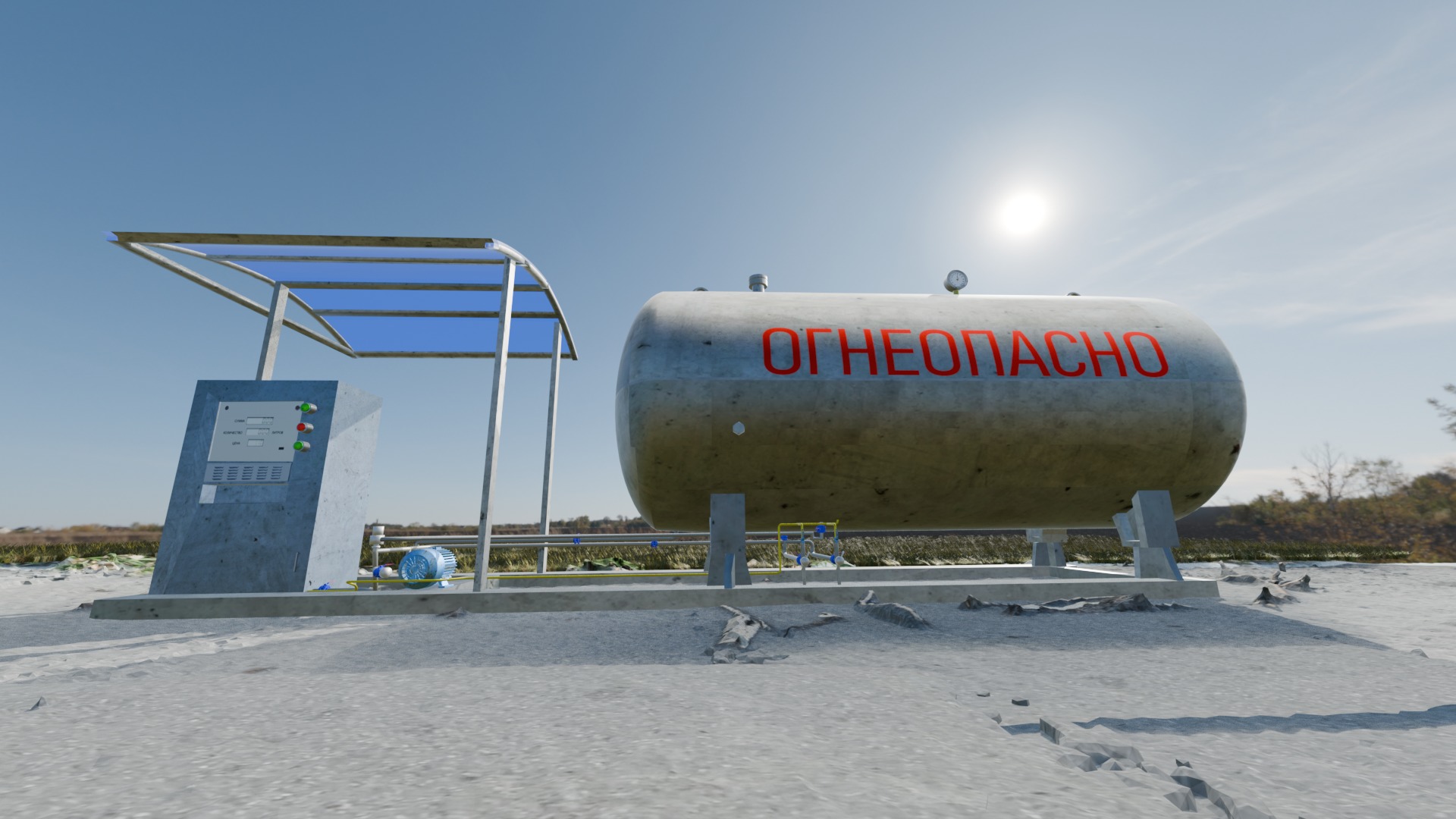 Gas station Free low-poly 3D model_3