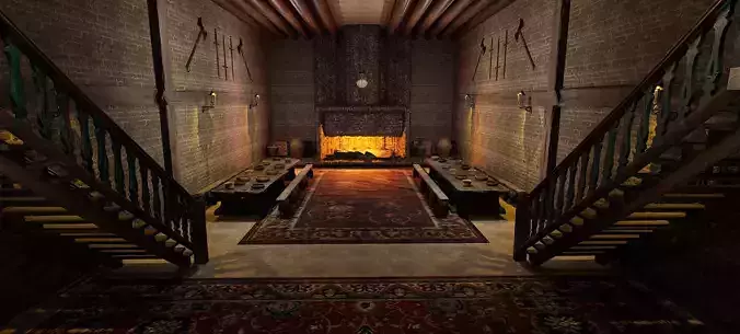 Medieval Celtic Village House Tavern 5 Rooms Exterior Interior 3D model