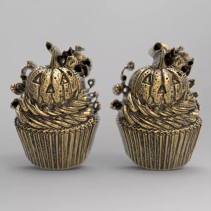 hallowen pumpkin cup cake decor 3D print model
