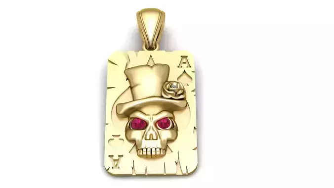 COWBOY SKULL FACE CARD PENDANT 3D PRINTABLE MODEL 