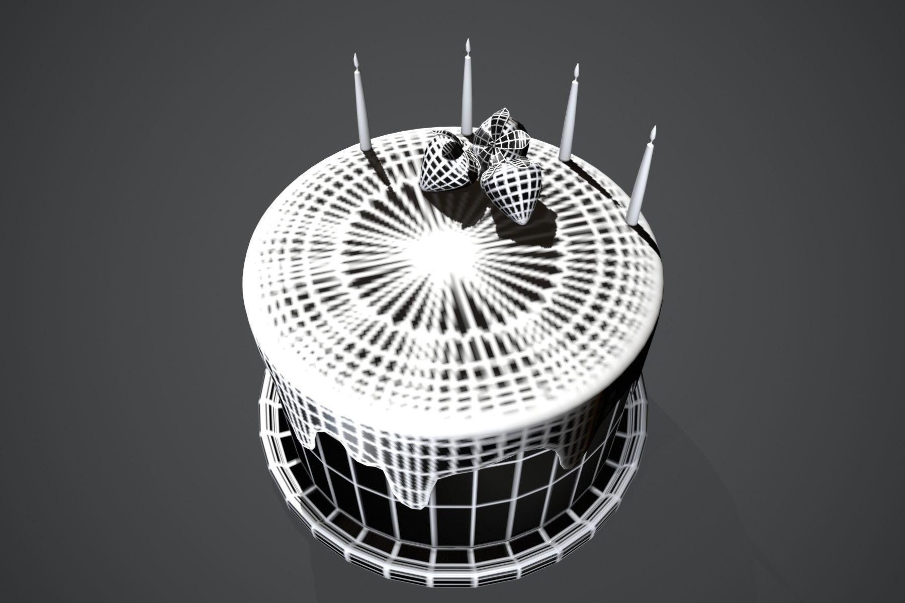 Strawberry Cake Free low-poly 3D model_10