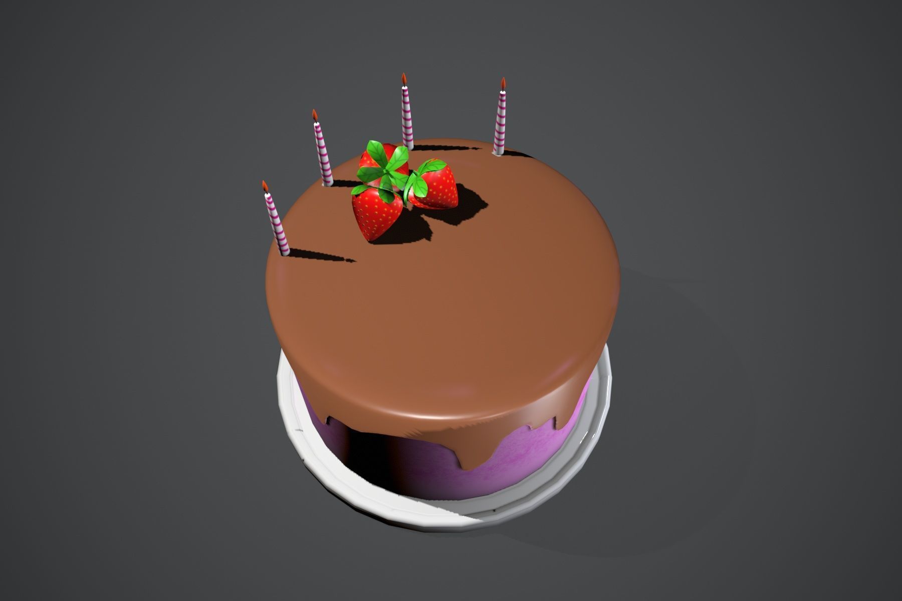 Strawberry Cake Free low-poly 3D model_5