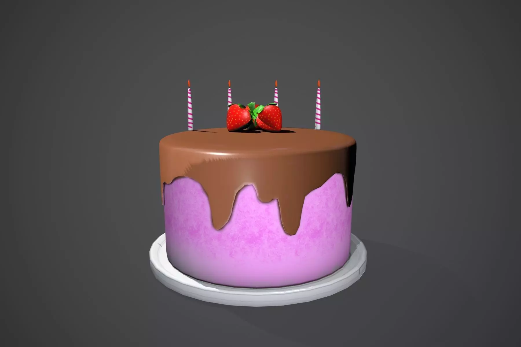 Strawberry Cake Free low-poly 3D model_0