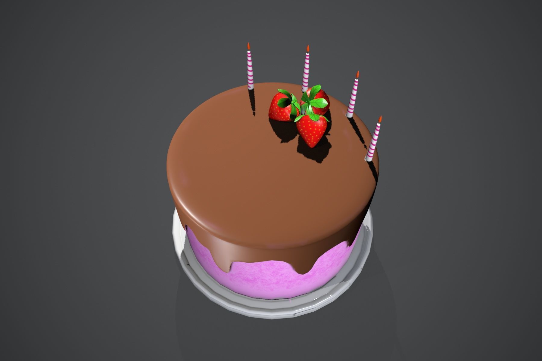 Strawberry Cake Free low-poly 3D model_4