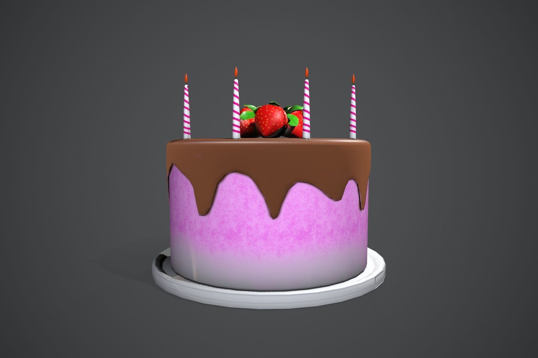 Strawberry Cake Free low-poly 3D model_7