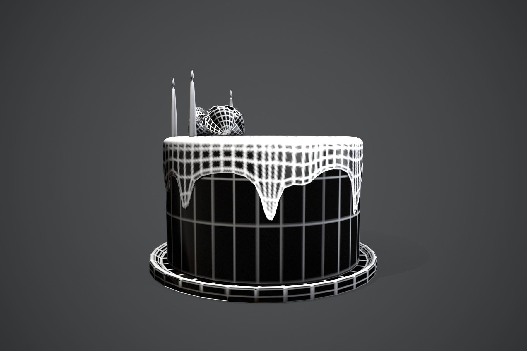 Strawberry Cake Free low-poly 3D model_9