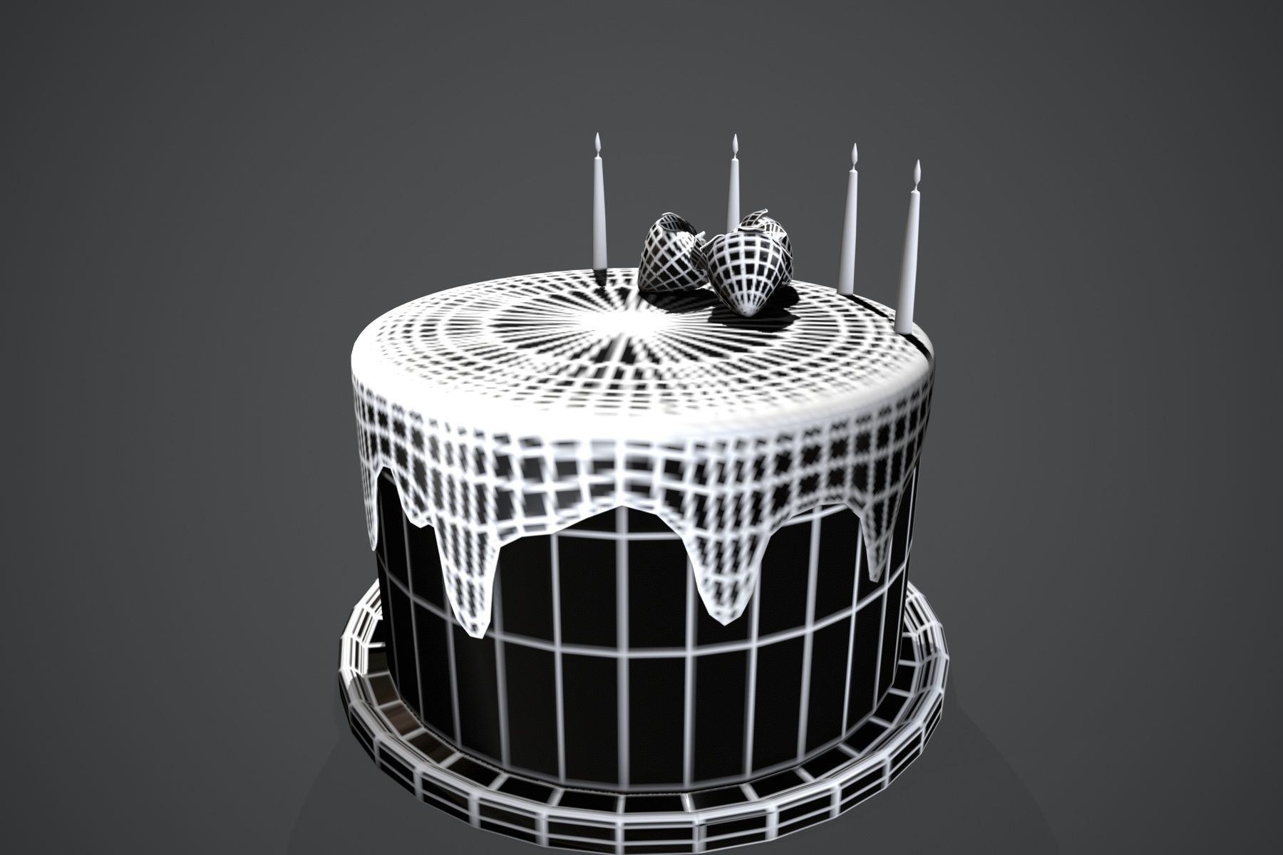 Strawberry Cake Free low-poly 3D model_11
