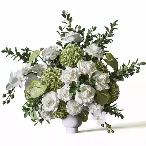 Flower Set 079 big green white bouquet 3D model