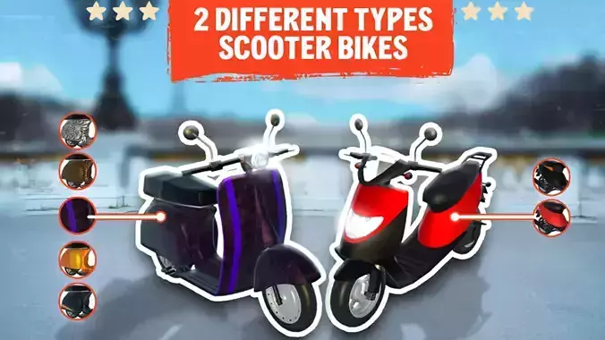 Motorcycle Pack - Scooter Bikes Low-poly 3D model