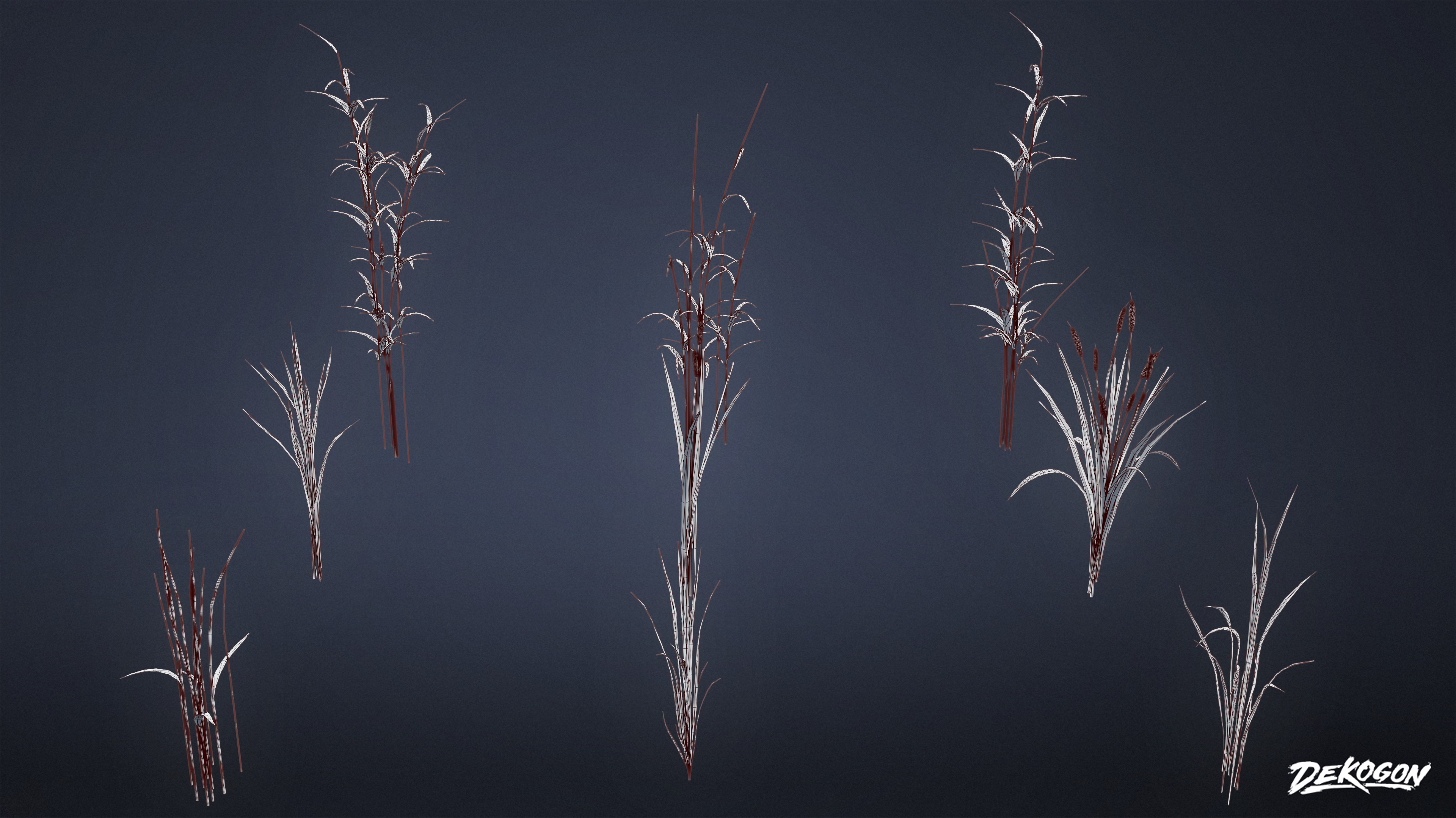 FOLIAGE - Water Stalks 01 - LOW POLY Low-poly 3D model_9