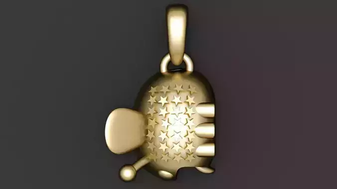 GOLDEN STAR DESIGN FISH PENDANT 3D PRINTABLE MODEL 3D print model