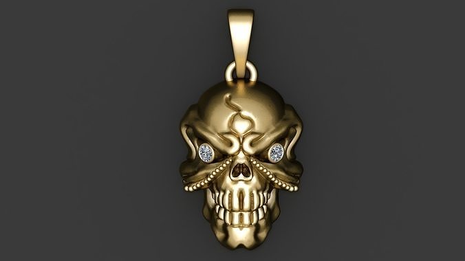 GOLDEN SKULL FACE PENDANT 3D PRINTABLE MODEL 3D print model