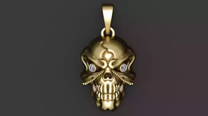 GOLDEN SKULL FACE PENDANT 3D PRINTABLE MODEL